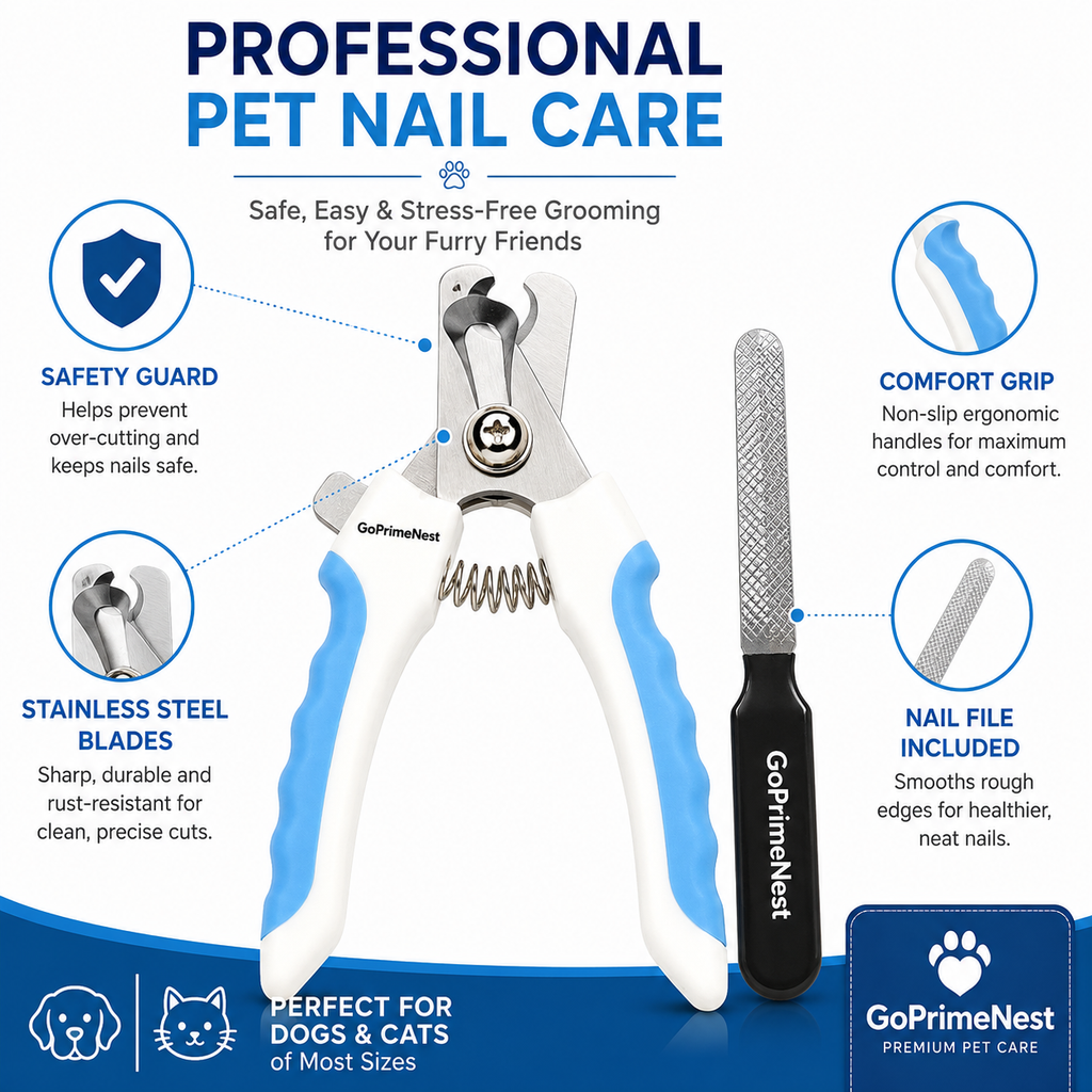 GoPrimeNest® Dog & Cat Nail Clipper with Stainless Steel Blades