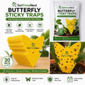 GoPrimeNest Butterfly Sticky Traps - 30 PCS Yellow Non-Toxic Strong Adhesive Bug Traps for Indoor Plants, Fungus Gnats, Fruit Flies, Aphids with Fragrance Scent (Home Care Supplies)