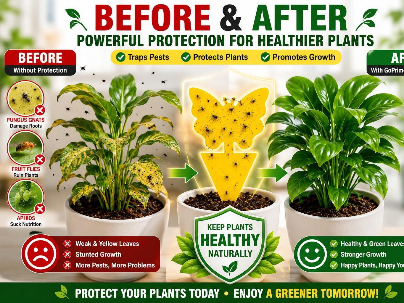 GoPrimeNest Butterfly Sticky Traps - 30 PCS Yellow Non-Toxic Strong Adhesive Bug Traps for Indoor Plants, Fungus Gnats, Fruit Flies, Aphids with Fragrance Scent (Home Care Supplies)