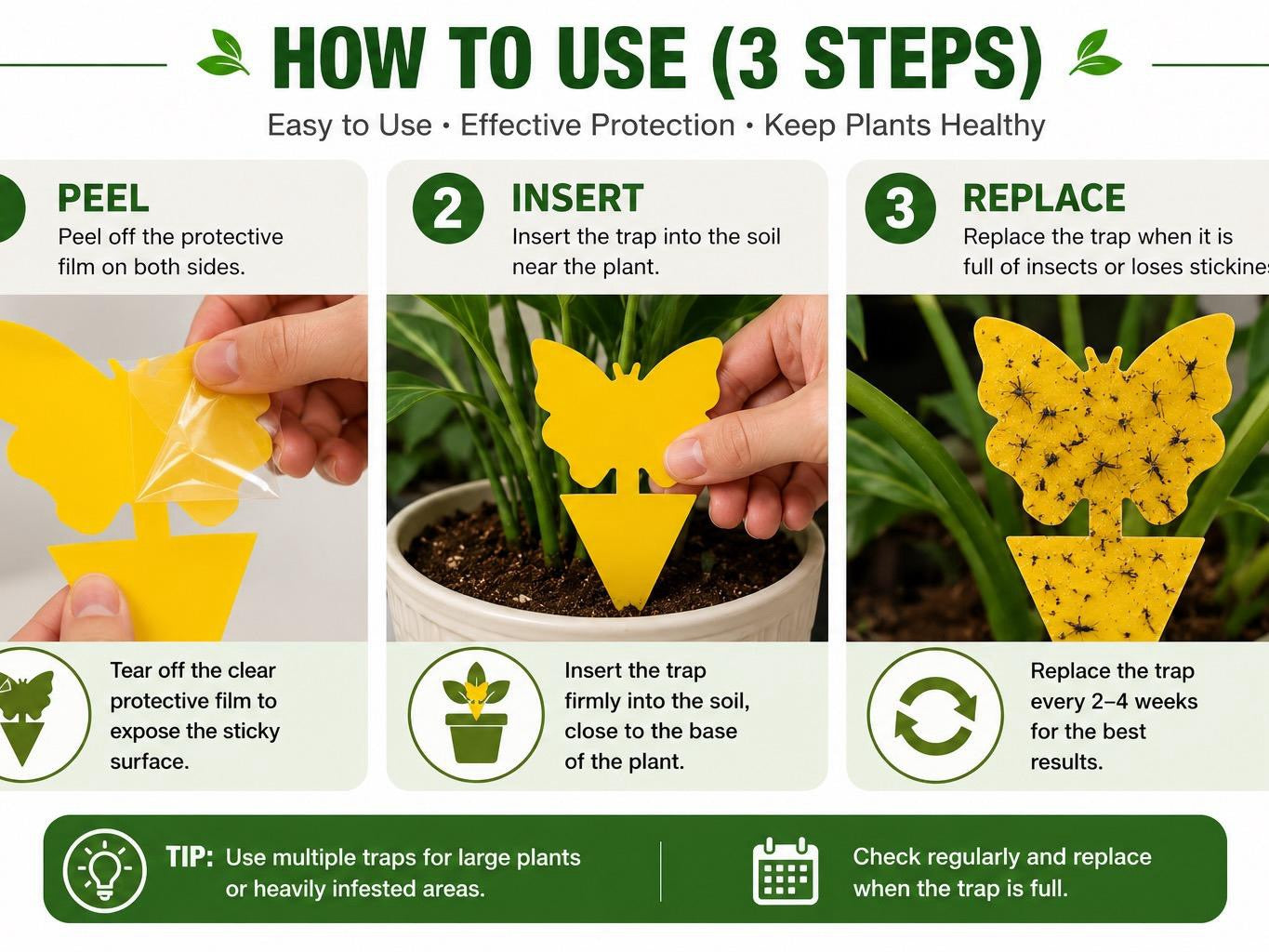 GoPrimeNest Butterfly Sticky Traps - 30 PCS Yellow Non-Toxic Strong Adhesive Bug Traps for Indoor Plants, Fungus Gnats, Fruit Flies, Aphids with Fragrance Scent (Home Care Supplies)