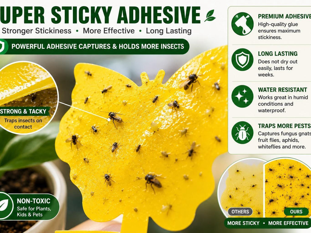 GoPrimeNest Butterfly Sticky Traps - 30 PCS Yellow Non-Toxic Strong Adhesive Bug Traps for Indoor Plants, Fungus Gnats, Fruit Flies, Aphids with Fragrance Scent (Home Care Supplies)