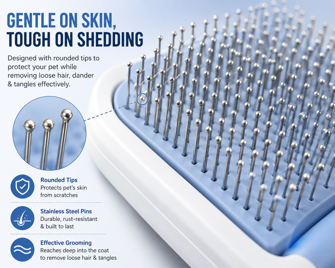GoPrimeNest Self-Cleaning Slicker Brush for Dogs & Cats – One-Click Pet Grooming Brush for Shedding, Deshedding, Undercoat, Long & Short Hair, Gentle Stainless Steel Pins