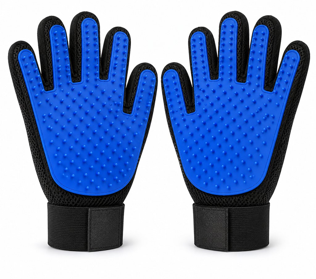 GoPrimeNest Pet Grooming Gloves for Dogs & Cats – Deshedding Grooming Gloves with Soft Silicone Tips, Hair Remover Mitt, Adjustable Wrist Strap, Reusable & Washable, 1 Pair