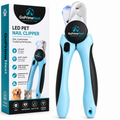 GoPrimeNest LED Pet Nail Clipper for Dogs & Cats – Professional Stainless Steel Nail Trimmer with Safety Guard, Built-in LED Light, Hidden Nail File & Non-Slip Ergonomic Handle for Safe Grooming