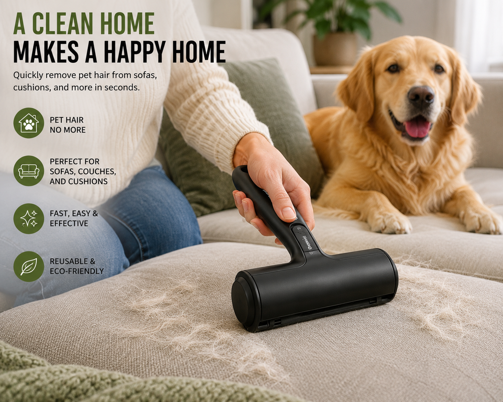 GoPrimeNest Pet Hair Remover Roller – Reusable Self-Cleaning Lint Roller for Dog & Cat Hair, Furniture, Carpet, Couch & Car